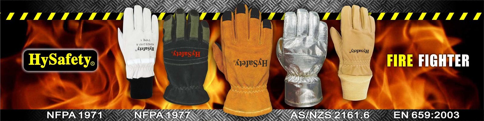 HySafety firefighter gloves, NFPA 1971 and EN 659